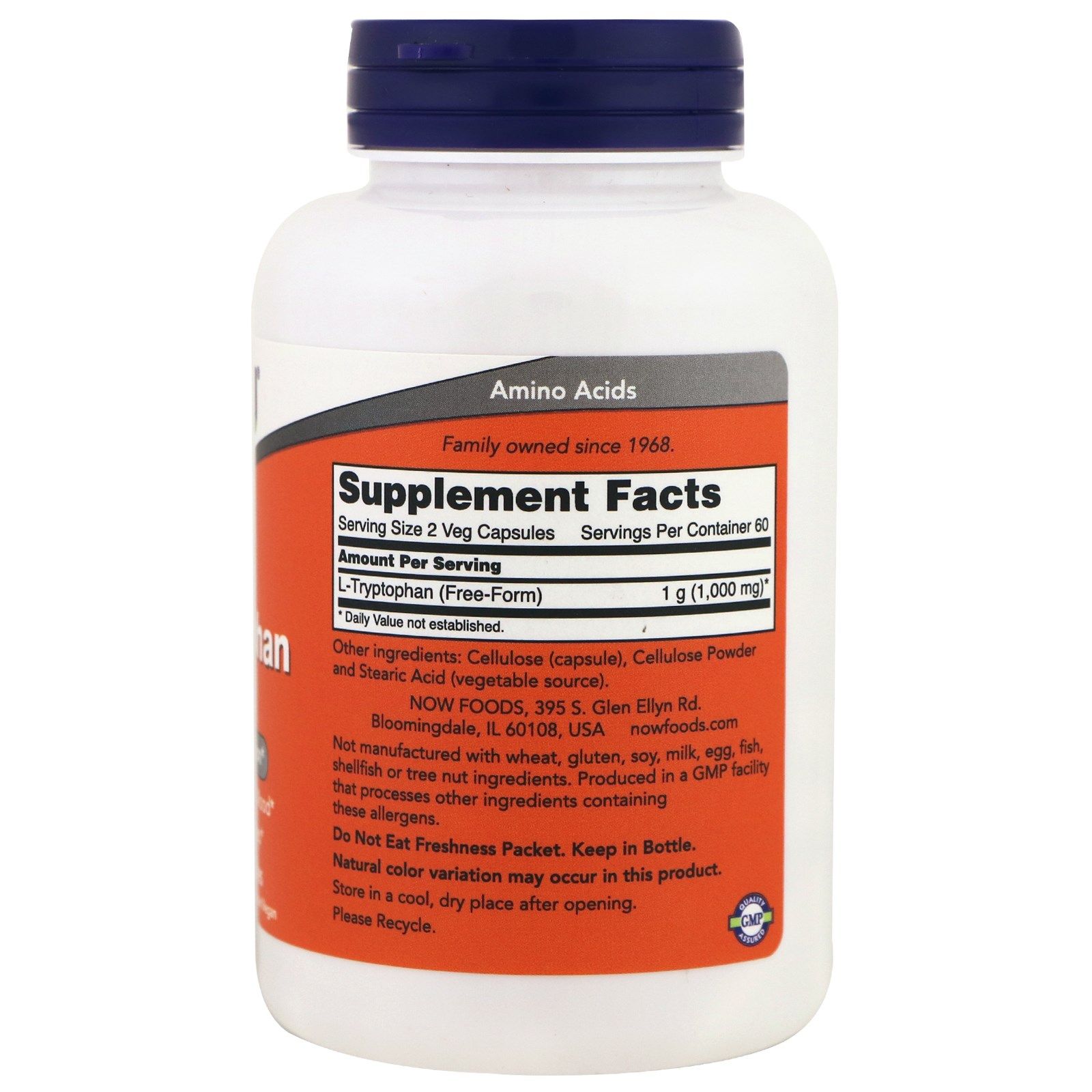 L- Rtyptophan L-Триптофан 5-гидрокситриптофан Now Foods 500 мг, 120 капсул