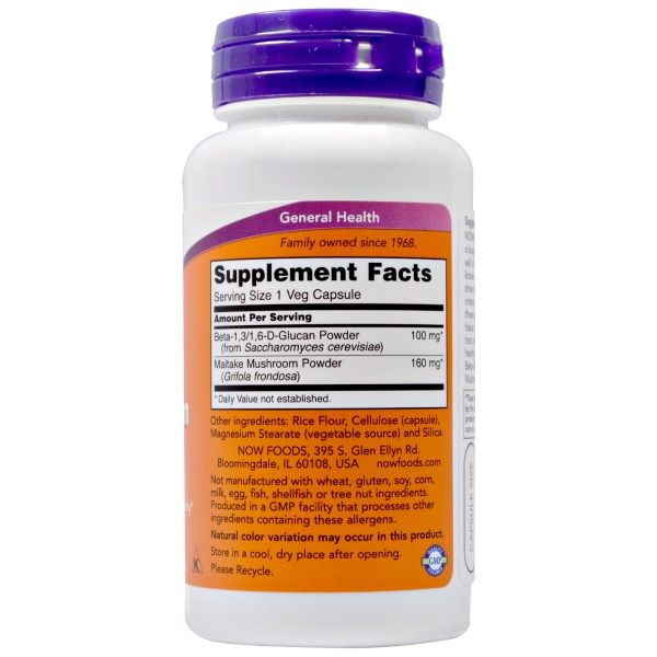 Beta-1,3/1,6-D-Glucan, Бета-1,3/1,6-D-Гликан, Now Foods, 100 мг, 90 капсул