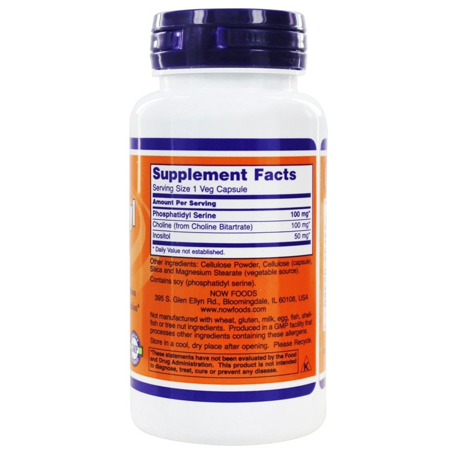Phosphatidyl Serine, Мозговая активность, Now Foods, 100 мг, 60 капсул