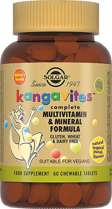 Солгар полный состав мультивитаминов и минералов для детей Kangavites, Solgar, 60 таблеток