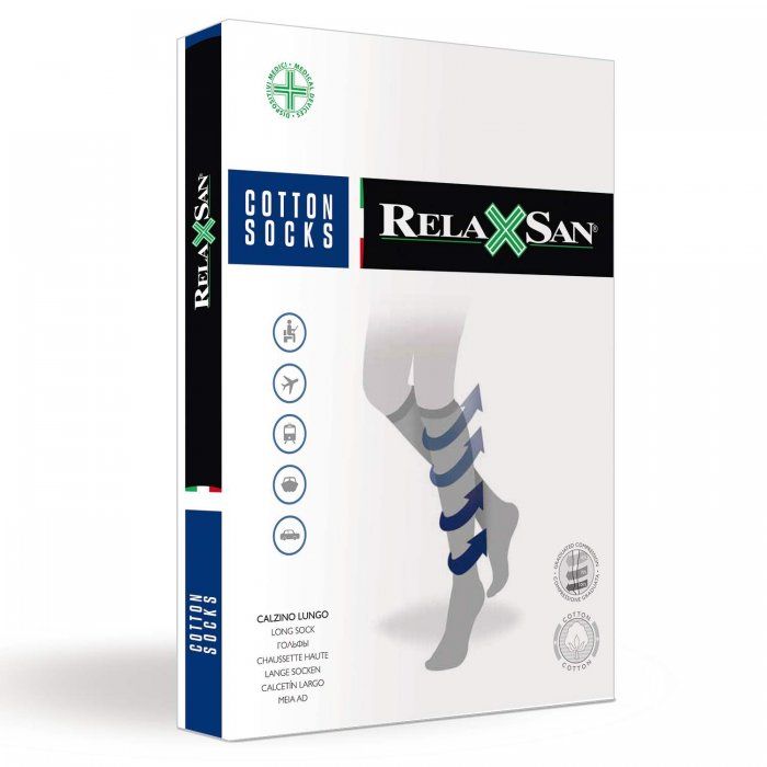 Гольфы компрессионные мужские Релаксан cotton socks 820 140ден N3 хлопок 18-22мм (черные)