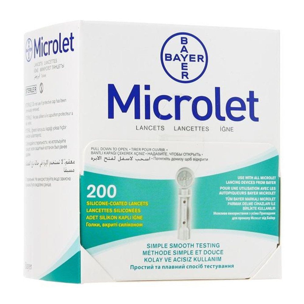 Стерильные одноразовые ланцеты Microlet, 200 шт