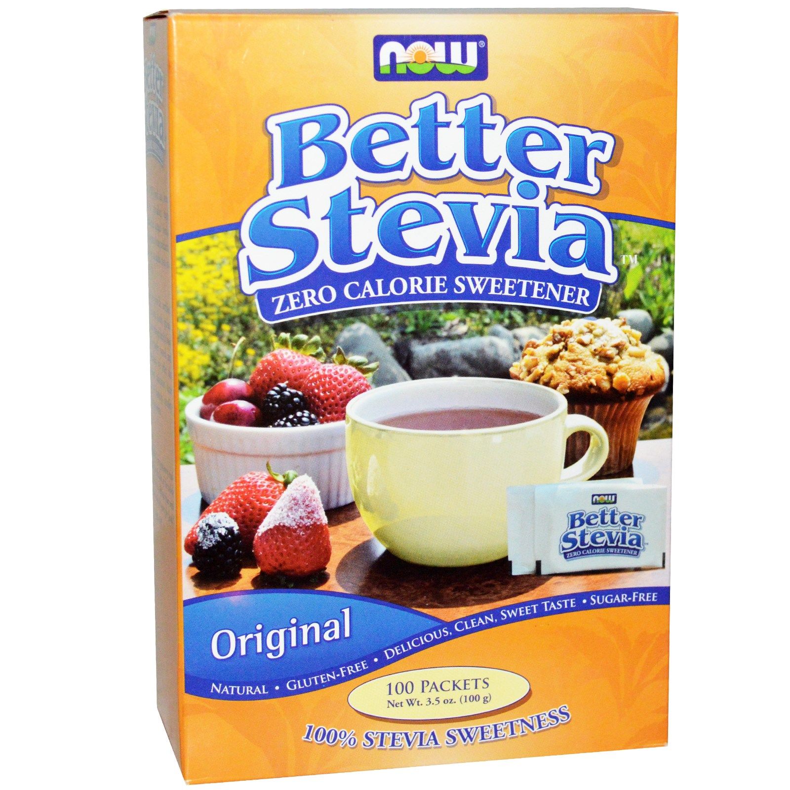 Stevia Extract, Экстракт Стевии, Натуральный подсластитель, Now Foods, 100 г, 100 пакетов