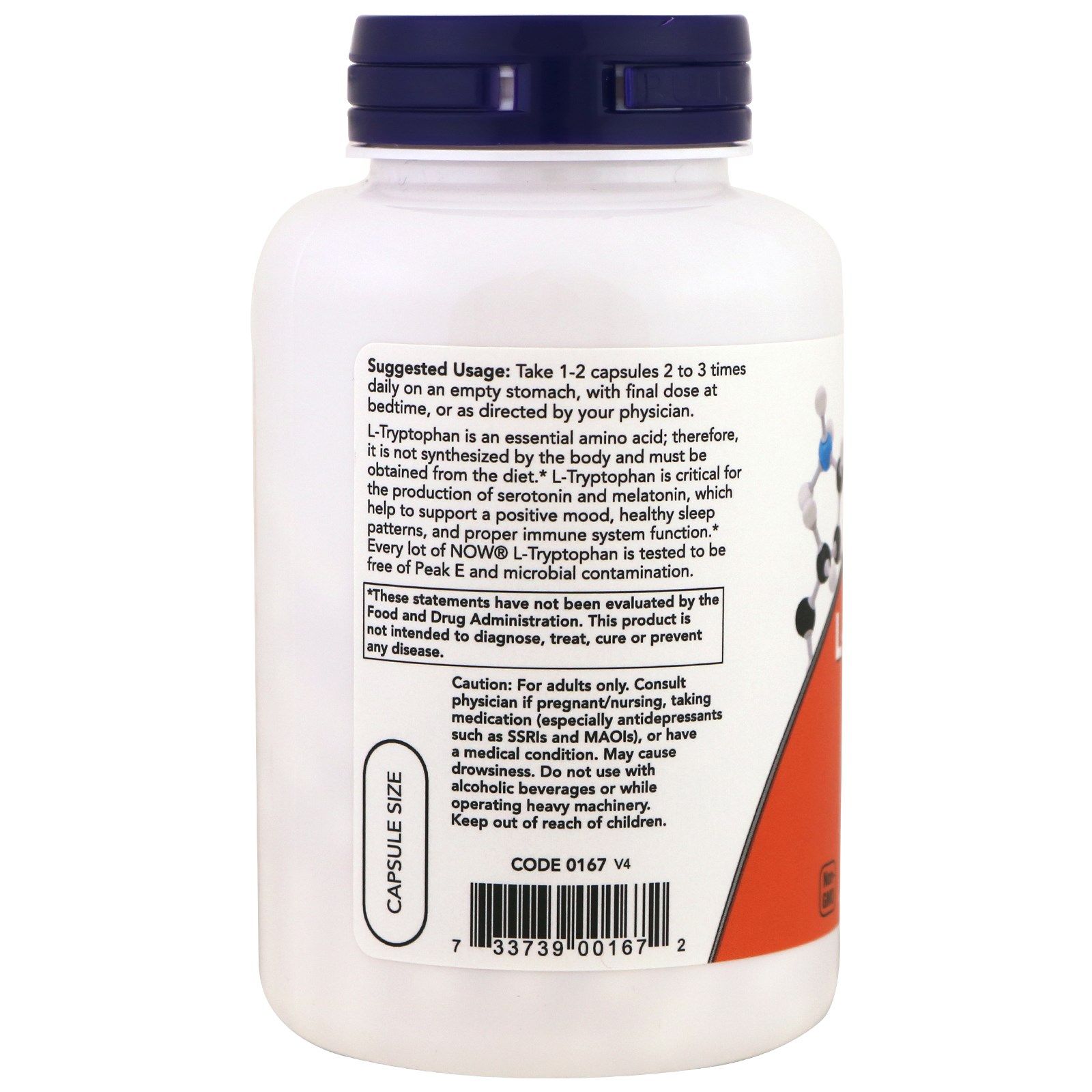 L- Rtyptophan L-Триптофан 5-гидрокситриптофан Now Foods 500 мг, 120 капсул