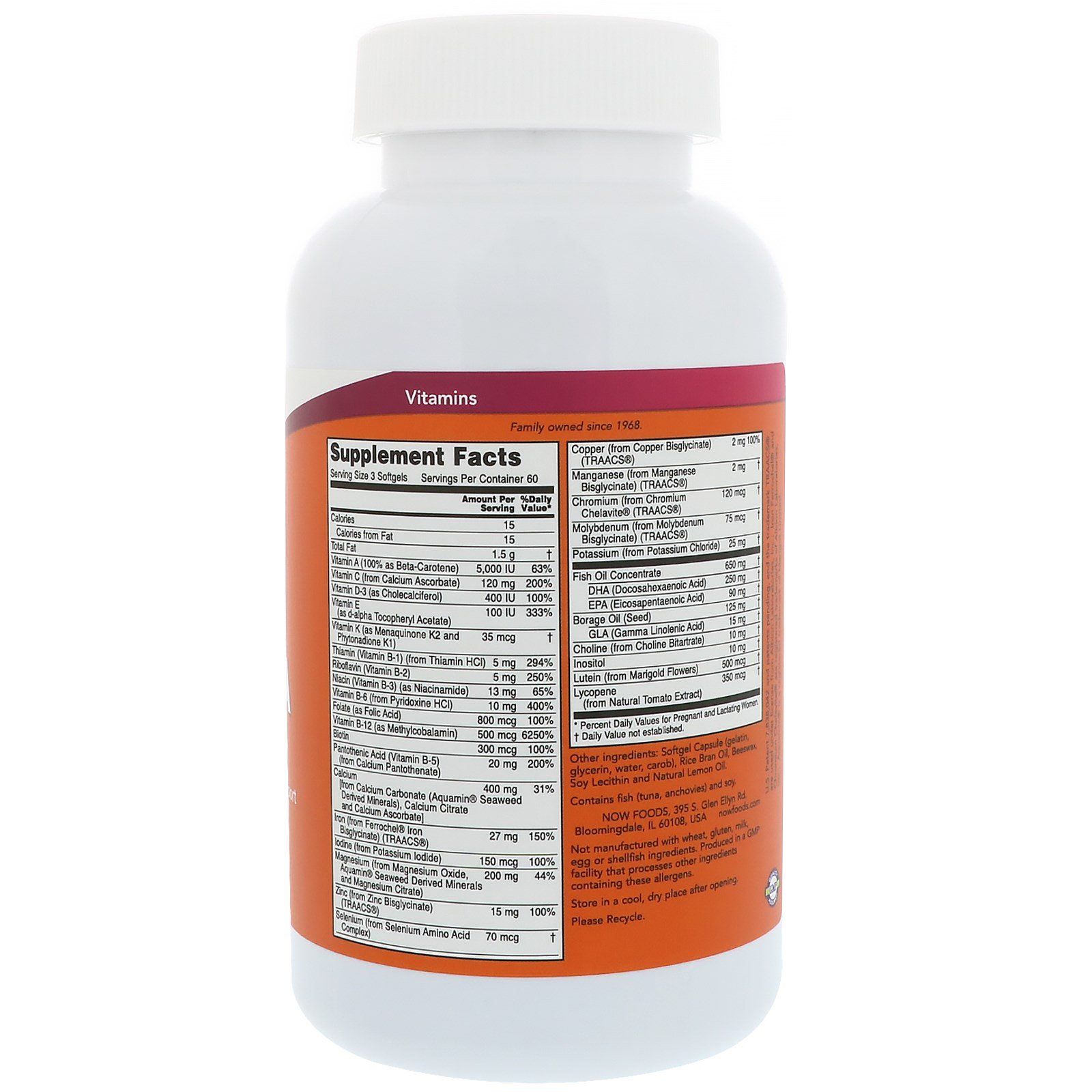 Пренатал + DHA Prenatal Gels + DHA для беременных и кормящих Now Foods, 180 шт