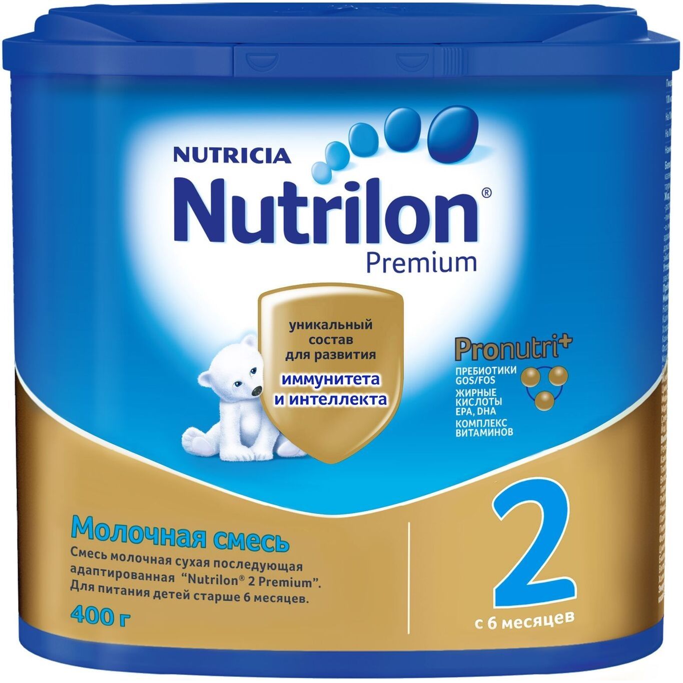 Сухая молочная смесь последующая адаптированная Nutrilon Premium 2, 400 г