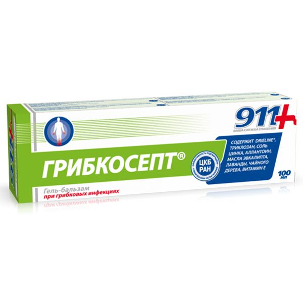 Гель-бальзам для рук и ног Грибкосепт Противогрибковый препарат 911, 100 мл