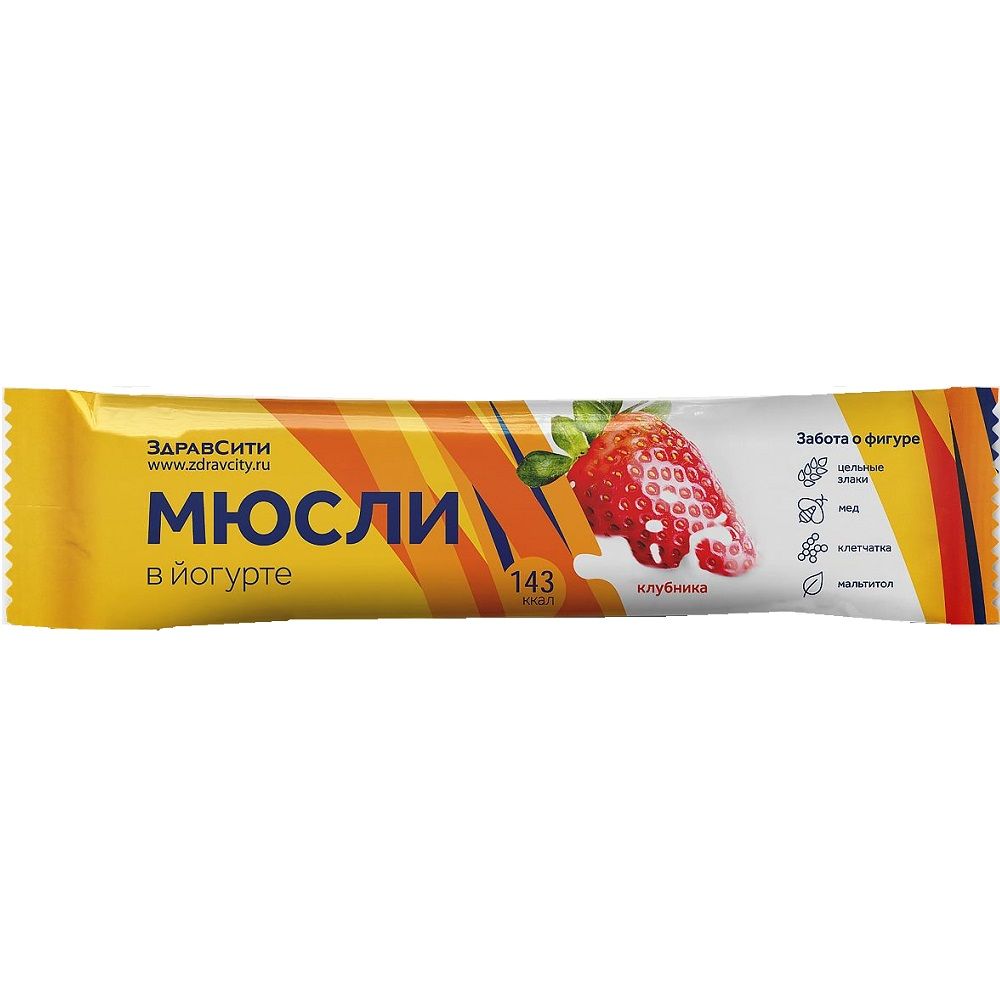 Батончик мюсли клубничный в йогуртной глазури ЗдравСити, 30 г