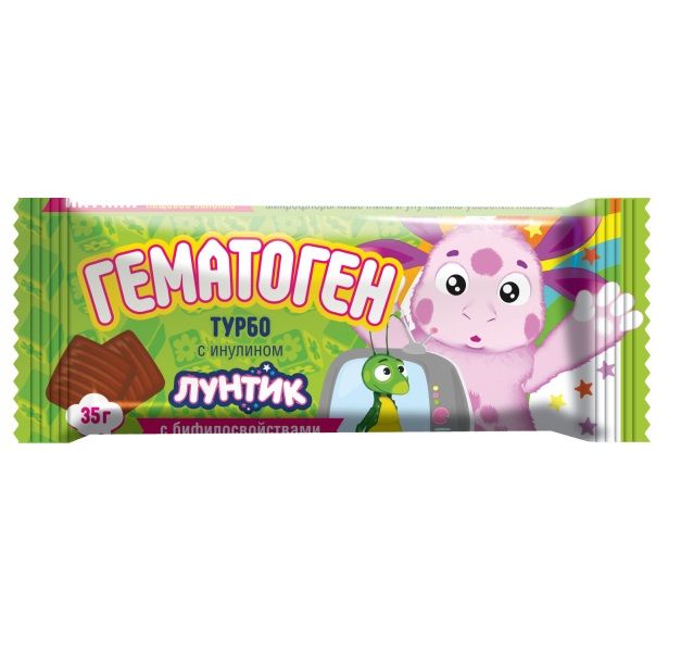 Детский гематоген турбо с инулином Лунтик, 35 г.