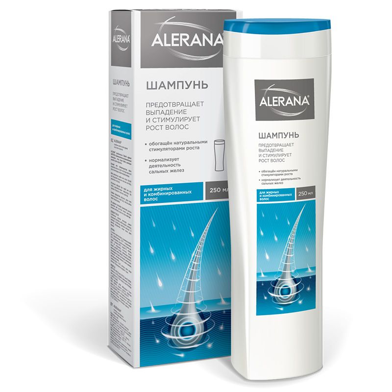 Шампунь для жирных и комбинированных волос предотвращает выпадение ALERANA®, 250 мл