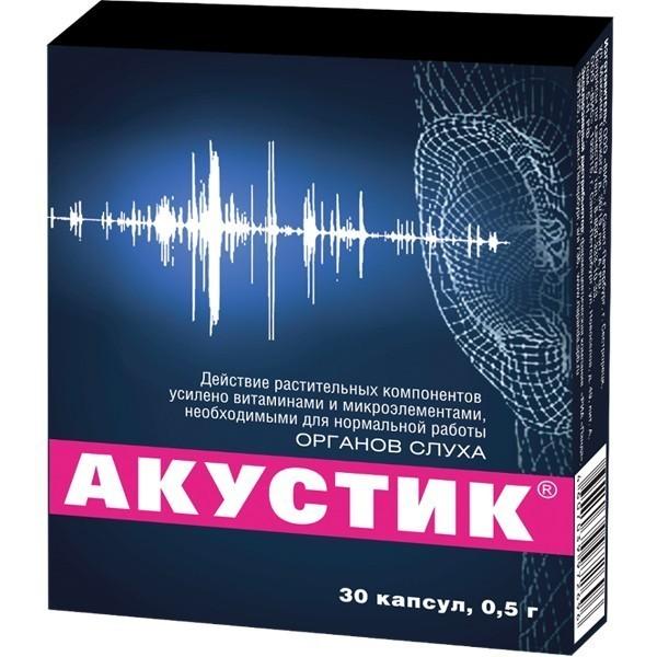 Препарат Акустик для нормальной работы органов слуха 0,5 г, 30 шт
