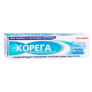 Крем для фиксации зубных протезов экстра сильный мятный Корега, 40 г