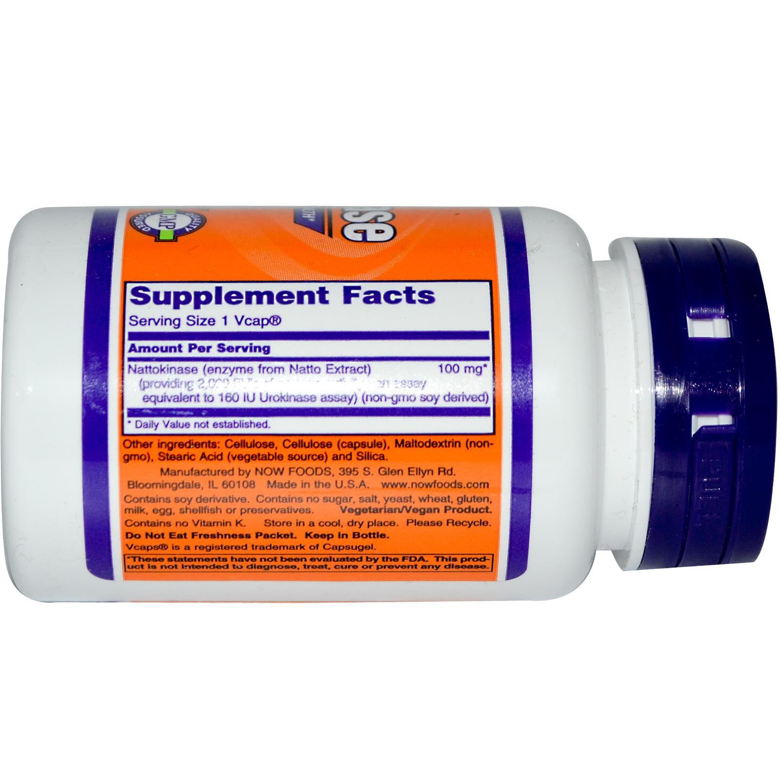 Nattokinase, Профилактика сердечно-сосудистых заболеваний, Now Foods, 100 мг, 60 капсул