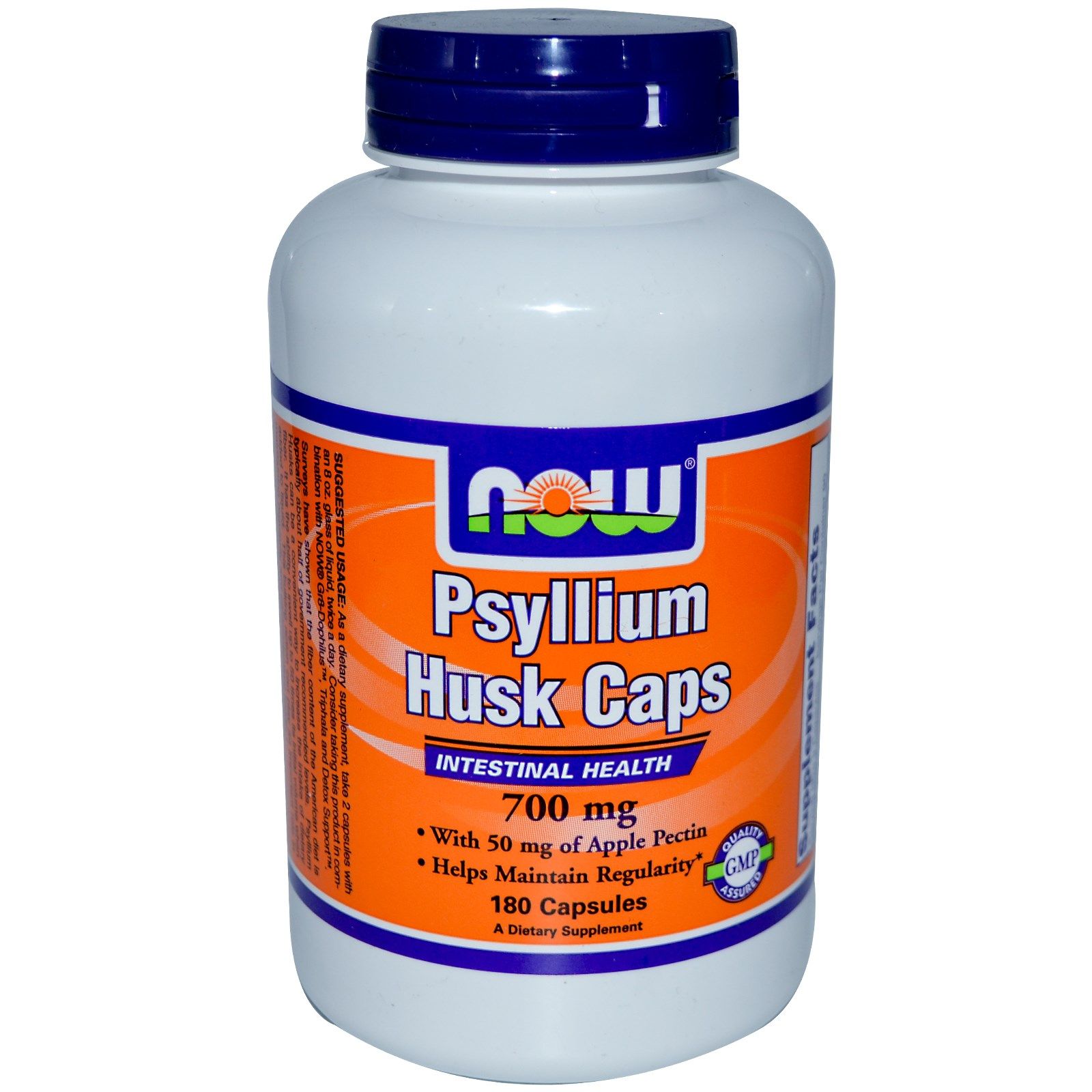 Psyllium Husk+Apple Pectin, Очищение кишечника, Now Foods, 700 мг, 180 капсул