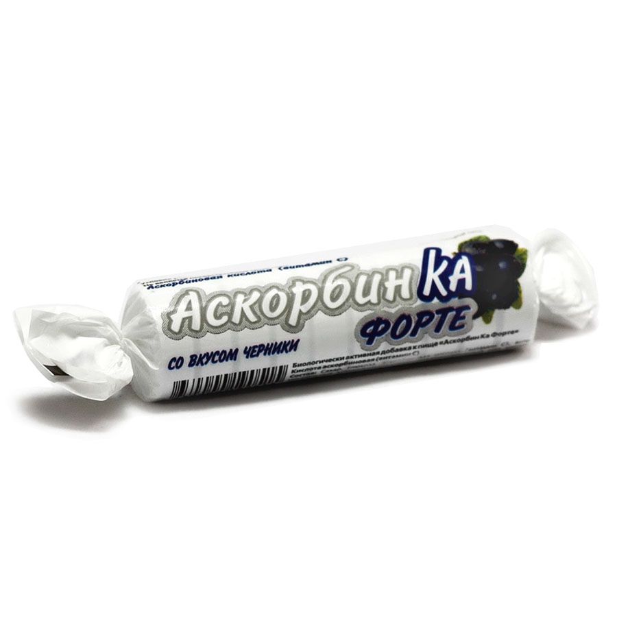 Аскорбиновая кислота жевательная со вкусом черники Аскорбин Ка Форте, 10 шт