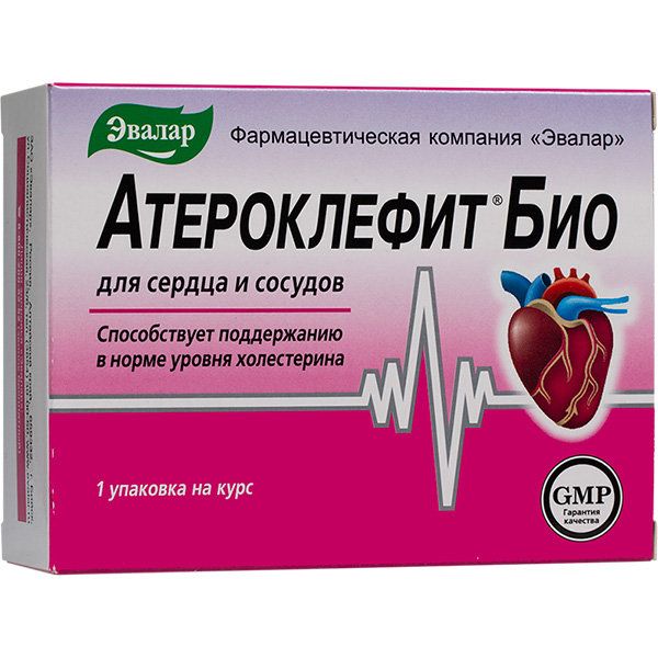 Атероклефит БИО Поддержка уровня холестерина в норме Эвалар, 250 мг, 30 капсул