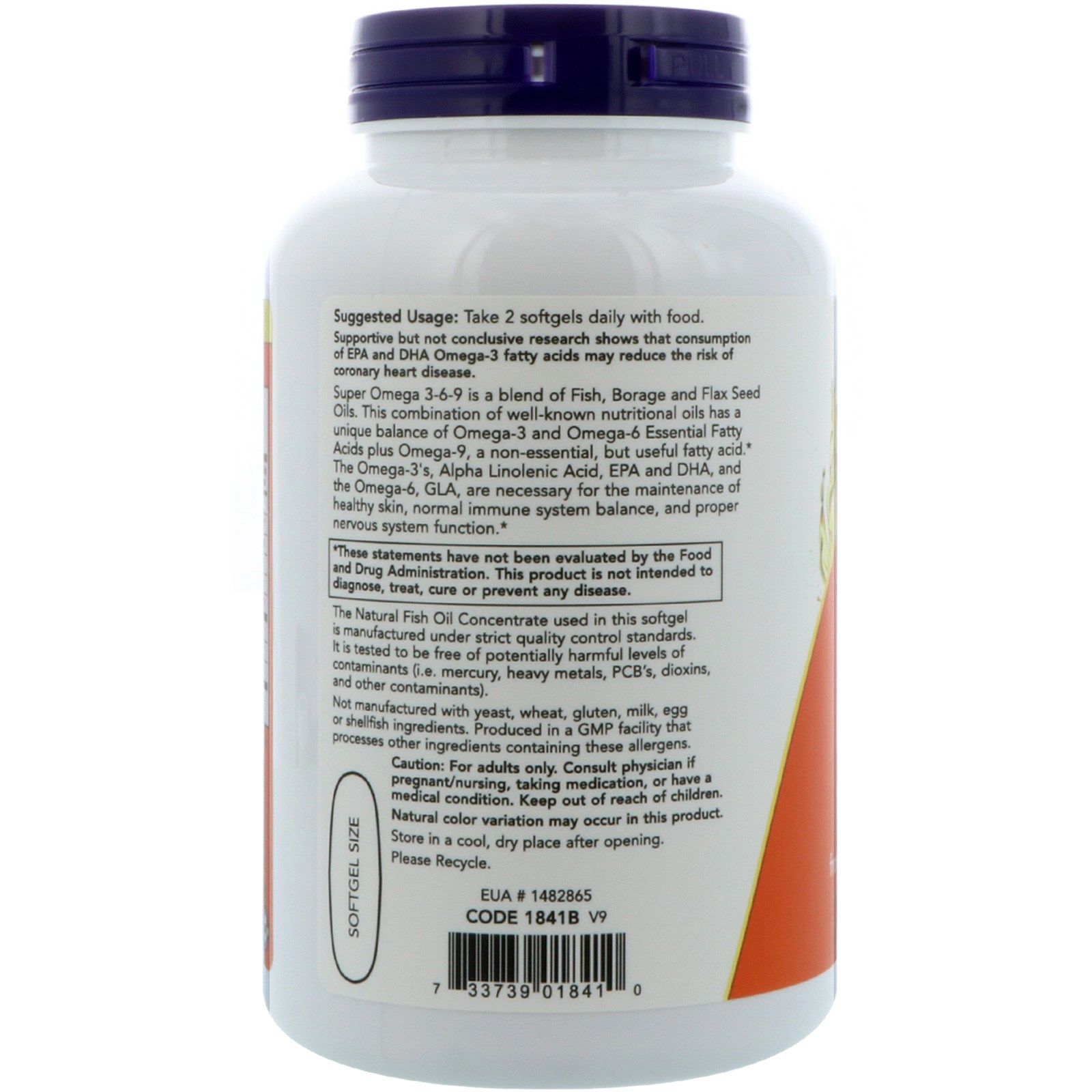 Super Omega 3-6-9 Супер Омега 3-6-9 Now Foods 1200 мг, 180 капсул