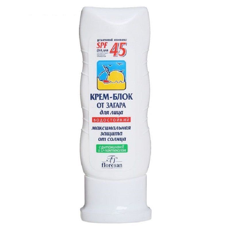 Крем-блок для лица от загара SPF 45 водостойкий формула 113 Floresan, 60 мл