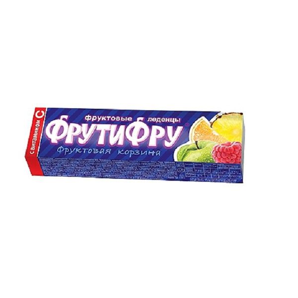 Фруктовые леденцы с натуральным соком ФрутиФру фруктовая корзина, 10 шт